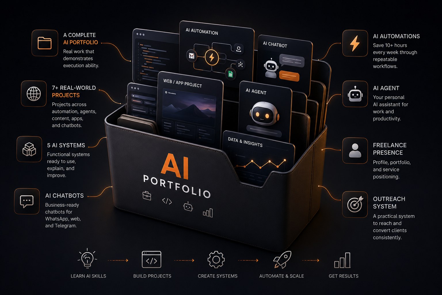 AI Portfolio, automations, agents, chatbots, web apps and data systems you build